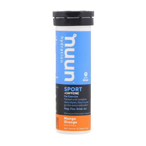 Nuun Sport +Caffeine Electrolyte Tablets for Proactive Hydration  Mango Orange  10 Count Tube Online