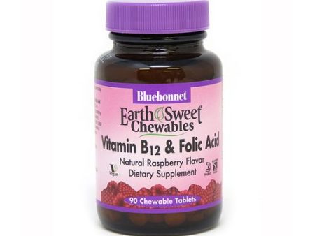 Bluebonnet Nutrition - Earth Sweet Chewable Vitamin B12 & Folic Acid Natural Raspberry Flavor 1000 mcg. - 90 Chewable Tablets Online Hot Sale