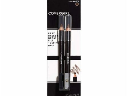 (2-Pack) COVERGIRL Easy Breezy Brow Fill + Define Eyebrow Pencil  505 Rich Brown  0.008 oz Online now