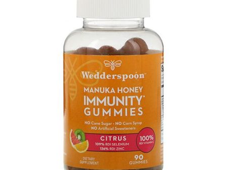 Wedderspoon Manuka Honey Immunity Gummies, Tangy Citrus, 90 Count | Chewable| Vitamin C & Zinc Support (B085M489D2) Supply