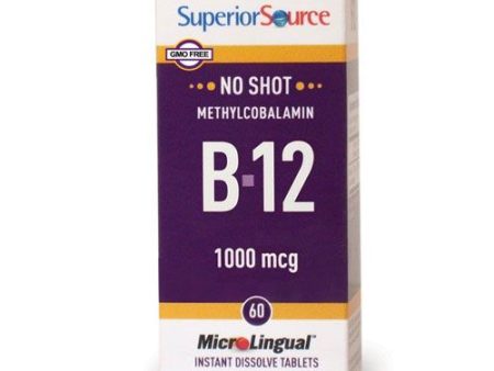 Superior Source No Shot Vitamin B12 Methylcobalamin 1000 mcg. Active form of B12. Under The Tongue Quick Dissolve Sublingual Tablets 60 Count - Methyl B12 Supplement to Increase Metabolism and Energy Online