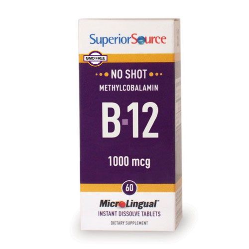 Superior Source No Shot Vitamin B12 Methylcobalamin 1000 mcg. Active form of B12. Under The Tongue Quick Dissolve Sublingual Tablets 60 Count - Methyl B12 Supplement to Increase Metabolism and Energy Online