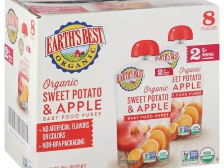 (8 Pack) Earth s Best Organic Stage 2, Apple and Sweet Potato Baby Food, 1 Pouch (113g) Fashion