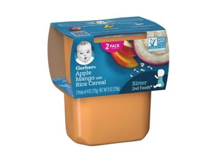 (Pack of 2) Gerber 2nd Foods Apple Mango with Rice Cereal Baby Food, 4 oz Tubs Sale