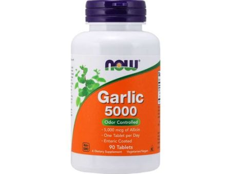 NOW Supplements  Garlic 5 000 (Allium sativum)  Enteric Coated  Odor Controlled  90 Tablets Discount