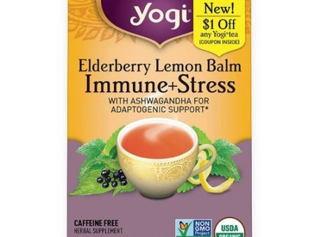 Yogi Tea Elderberry Lemon Balm Immune + Stress - 16ct Sale