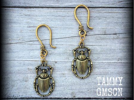 Scarab beetle earrings-Egyptian ear hangers Online Sale