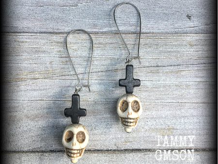 Baron Samedi earrings-Skull and cross earrings For Cheap