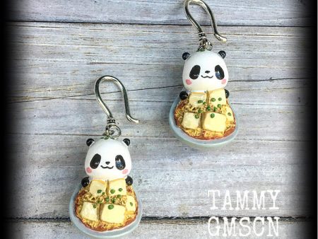 Panda bear earrings-Ramen earrings on Sale