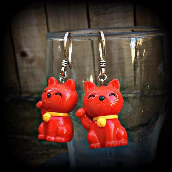 Cat earrings-Gauged earrings For Sale