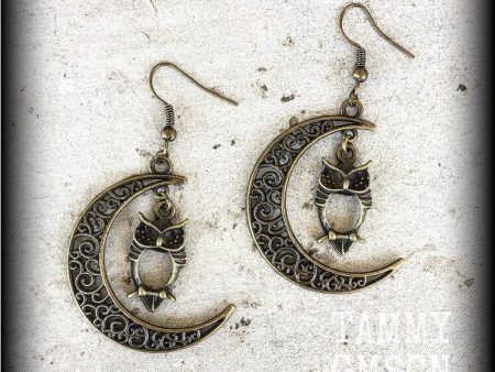 Crescent moon earrings-Owl earrings Sale