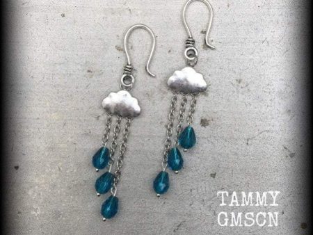 Cloud earrings-Rainy day tunnel earrings Supply