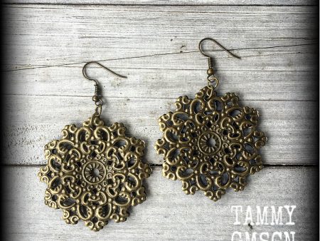 Bronze mandala earrings-Geometric earrings For Discount