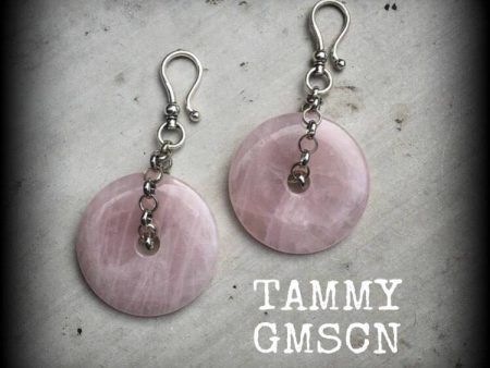 Rose quartz ear weights-Ear hangers For Cheap