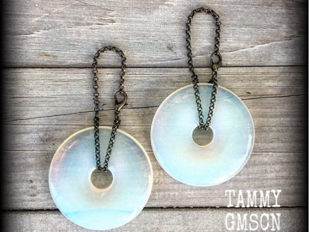 Opalite earrings-Moonstone ear hangers For Cheap