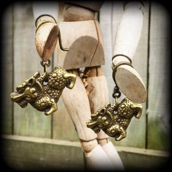 Foo Dog earrings-Chinese lion ear hangers Online Hot Sale