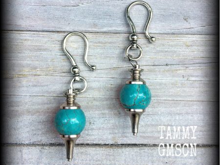 Turquoise earrings-Gemstone ear hangers Fashion