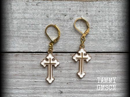 Cross earrings-Christian cross earrings Hot on Sale