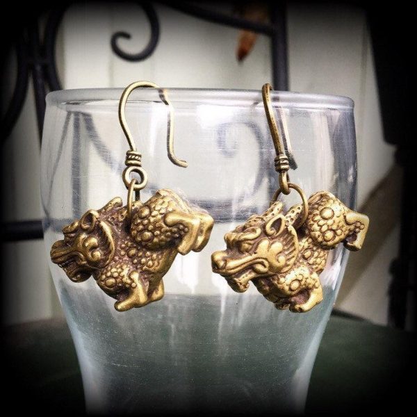 Foo Dog earrings-Chinese lion ear hangers Online Hot Sale