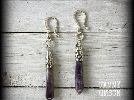 Amethyst earrings-Gemstone ear hangers Cheap