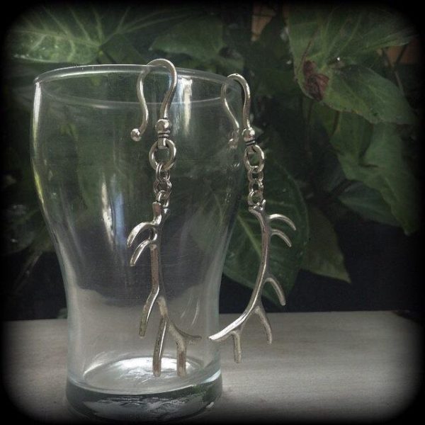 Antler earrings-Ear hangers For Cheap