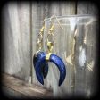 Lapis Lazuli double horn earrings-Gemstone earrings Online Hot Sale