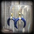 Lapis Lazuli double horn earrings-Gemstone earrings Online Hot Sale