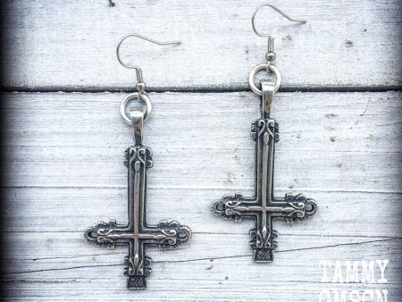 Inverted Cross earrings-Satanic jewelry Supply