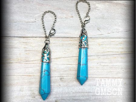 Turquoise earrings-Tunnel friendly earrings Online Sale