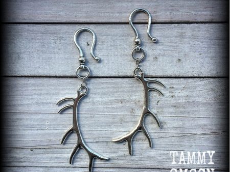 Antler earrings-Ear hangers For Cheap