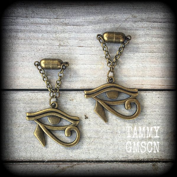 Eye of Horus earrings-Tunnel dangles-Ear gauges Cheap