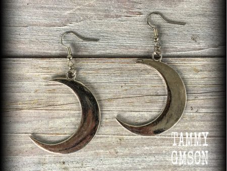 Antique silver crescent moon earrings Sale