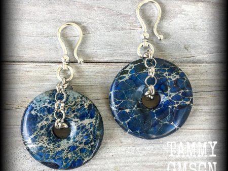 Sea sediment jasper earrings-Ocean jasper ear hangers For Discount